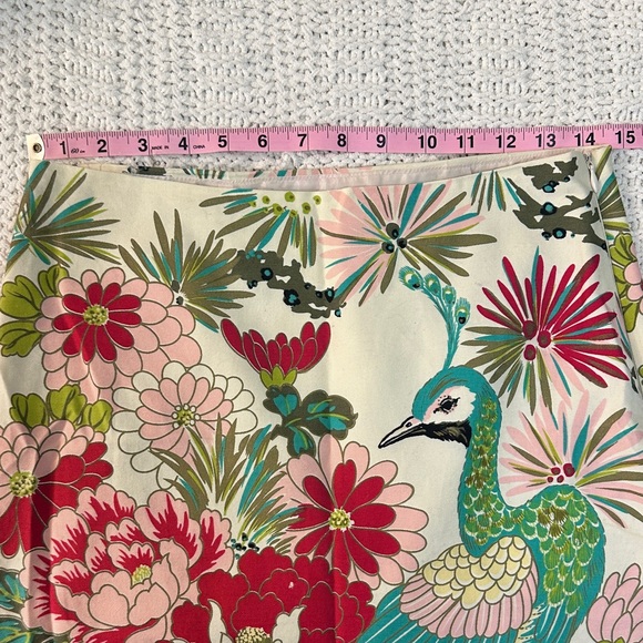 Peacock & Floral Print Pencil Skirt – Size S, Bold Statement Piece, Fully Lined - Picture 5 of 7